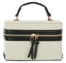 Canvas Boxy Crossbody Bag - Black
