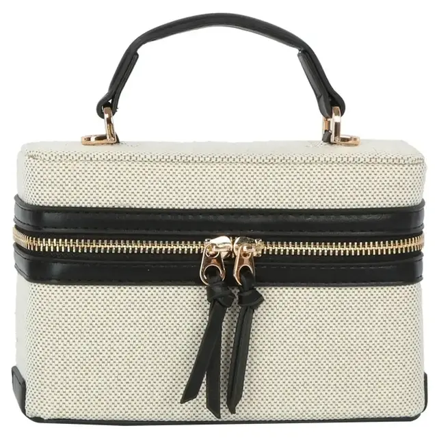 Canvas Boxy Crossbody Bag - Black
