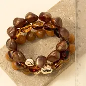 Metallic and Marble Acrylic Beads Bracelet - Brown