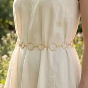Crystal Rhinestone Circle Chain Belt - Gold