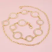 Crystal Rhinestone Circle Chain Belt - Gold