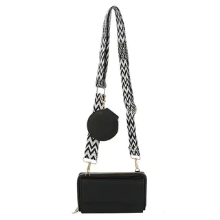 Guitar Strap 2 in 1 Crossbody Wallet Clutch Bag - Black