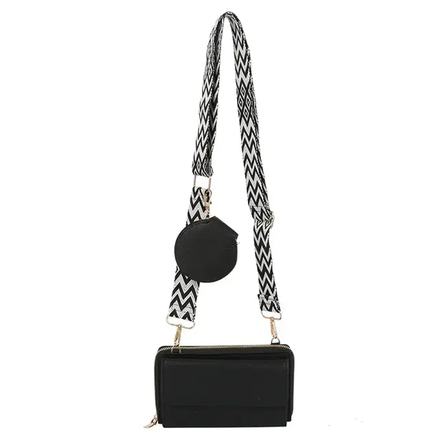 Guitar Strap 2 in 1 Crossbody Wallet Clutch Bag - Black