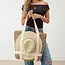 Straw Braided Hat Carrier Tote Bag - Taupe