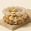 Metallic and Marble Acrylic Beads Bracelet - Ivory