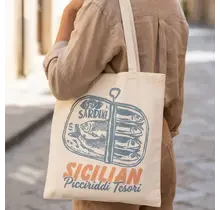 Sicilian Canned Sardines Tote Bag - Blue
