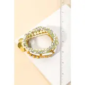 Multi Bead Stretch Assorted Bracelet Set - White Green