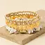 Metallic and Chip Stone Mixed Beaded Bracelet Set - White