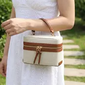 Canvas Boxy Crossbody Bag - Brown