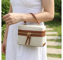 Canvas Boxy Crossbody Bag - Brown