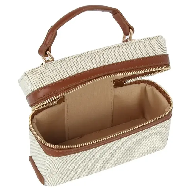 Canvas Boxy Crossbody Bag - Brown