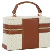 Canvas Boxy Crossbody Bag - Brown