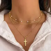 18K Stainless Steel Tarnish Free Cross Necklace | 40NK370