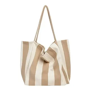 Striped Tote Bag - Tan