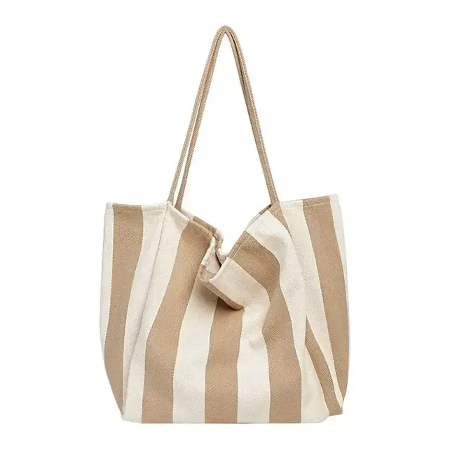 Striped Tote Bag - Tan