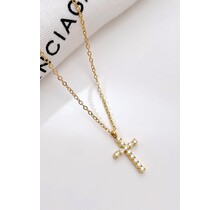 18K Stainless Steel Tarnish Free Cross Necklace Gold| 40NK9482