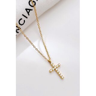 18K Stainless Steel Tarnish Free Cross Necklace Gold| 40NK9482