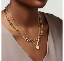 18K Stainless Steel Tarnish Free Layered Necklace Heart | 40NK9429
