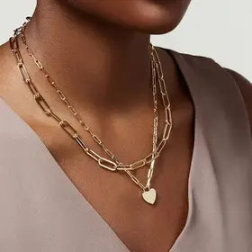 18K Stainless Steel Tarnish Free Layered Necklace Heart | 40NK9429