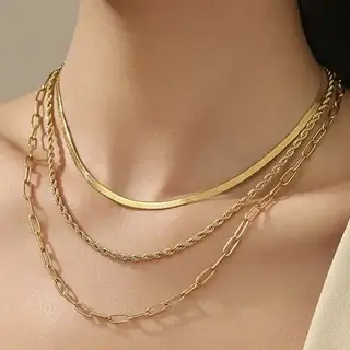 18K Stainless Steel Tarnish Free Layered Necklace | 40NK9390