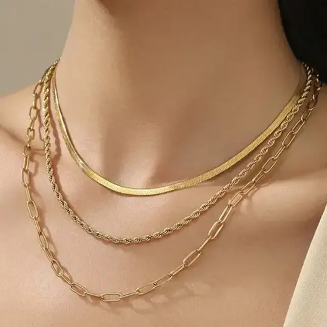 18K Stainless Steel Tarnish Free Layered Necklace | 40NK9390