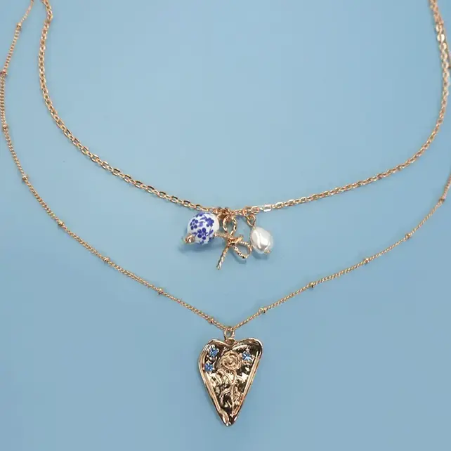 Ceramic Porcelain Layer Cluster Charm Necklace | 80N91560