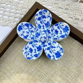 Blue & White Porcelain Flower Hair Claw Clips | 40H1065