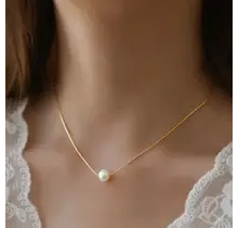 18K Stainless Steel Tarnish Free Pearl Necklace | 40NK9649