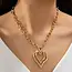 Sculptural Oversized Double Heart Pendant Necklace |80N93012