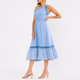 Milo Sleeveless Crochet Dress - Ice Blue