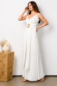 Aiden V-Neck Pleated Dress - White