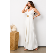 Aiden V-Neck Pleated Dress - White