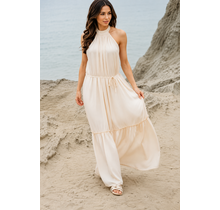Asher Halter Open Back Dress - Cream