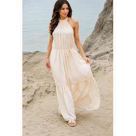 Asher Halter Open Back Dress - Cream