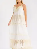 Austin  Tiered Crochet Maxi Dress - Ivory