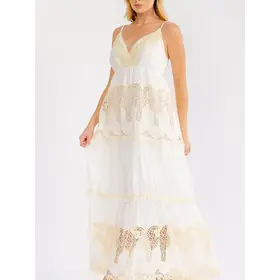 Austin  Tiered Crochet Maxi Dress - Ivory