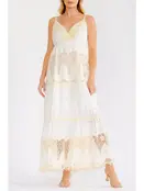 Austin  Tiered Crochet Maxi Dress - Ivory