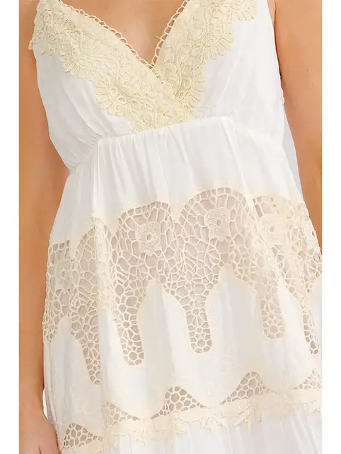 Austin  Tiered Crochet Maxi Dress - Ivory