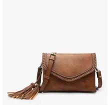 Sloane Flapover Crossbody w/ Whipstitch and Tassel