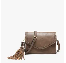 Sloane Flapover Crossbody w/ Whipstitch and Tassel