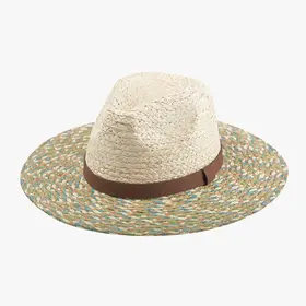 Hadley Multicolor Raffia Hat - Multi Sage Green