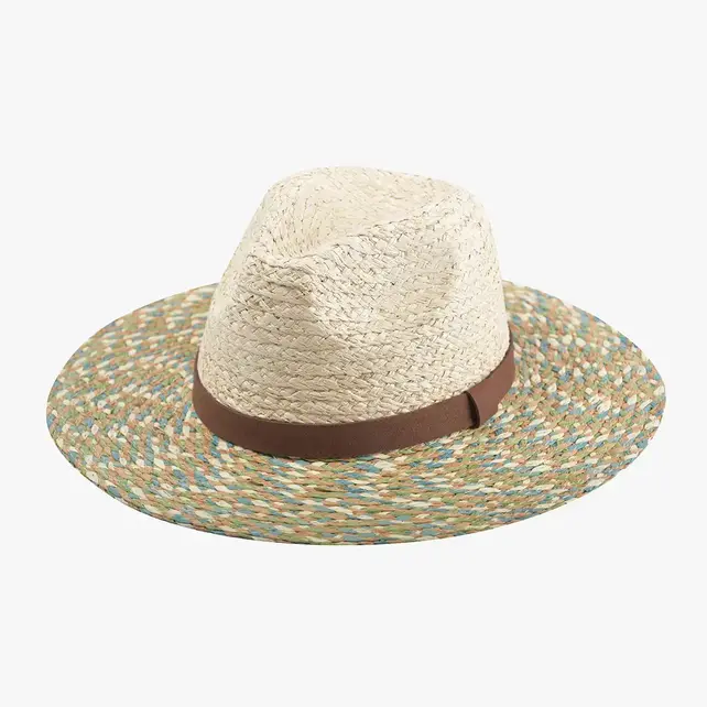 Hadley Multicolor Raffia Hat - Multi Sage Green