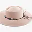 Brianna Wide Brim Boater Hat – Beaded Trim - Blush Pink