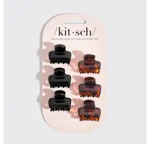 Kitsch Recycled Plastic Mini Puffy Claw Clips 6pc Set- Black/Tort