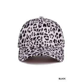 Leopard Pattern Cap - Black