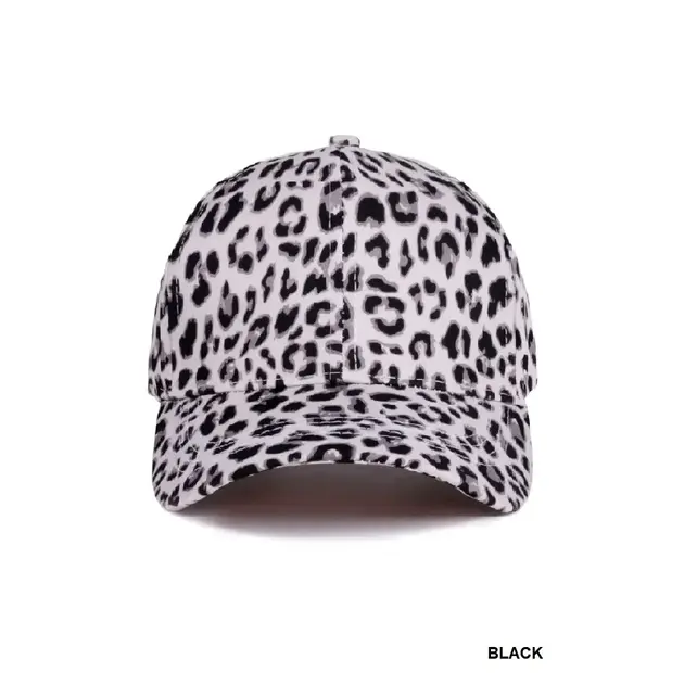 Leopard Pattern Cap - Black