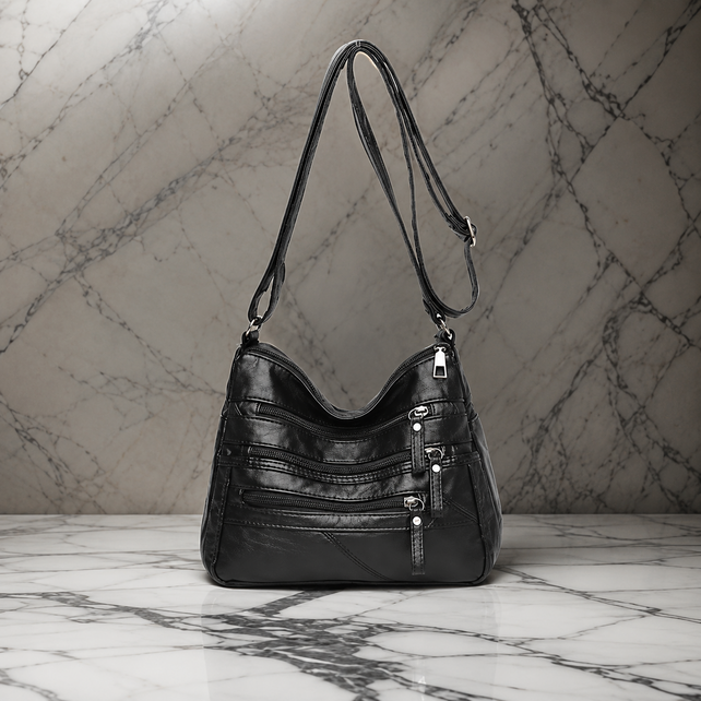 Multi Zipper Pocket Crossbody Bag