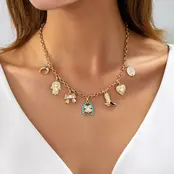 Western Turquoise Horseshoe Charm Necklace | 80N93198