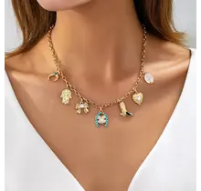 Western Turquoise Horseshoe Charm Necklace | 80N93198
