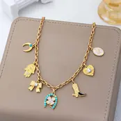 Western Turquoise Horseshoe Charm Necklace | 80N93198